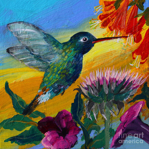 Hummingbird Art Print featuring the painting Hummingbird by Robin Pedrero
