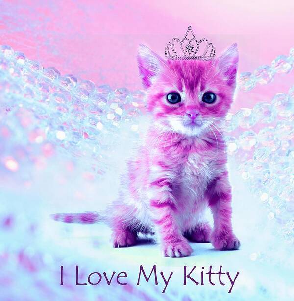 I Love My Kitty Art Print featuring the digital art I love my Kitty by Lilia S