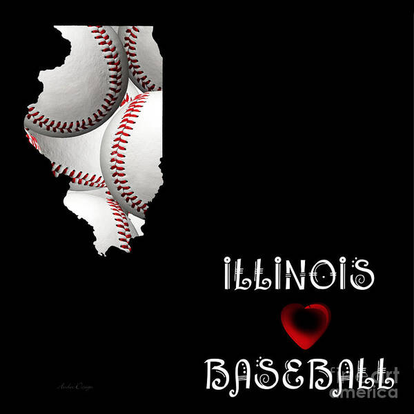 Andee Design Art Print featuring the digital art Illinois Loves Baseball by Andee Design