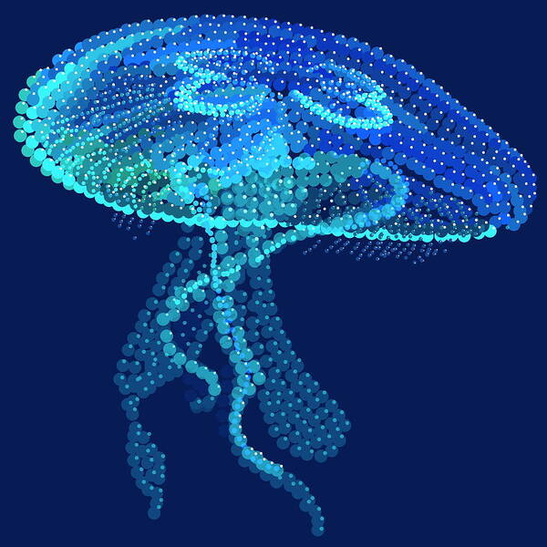  Art Print featuring the digital art Jellyfish Bedazzled by R Allen Swezey