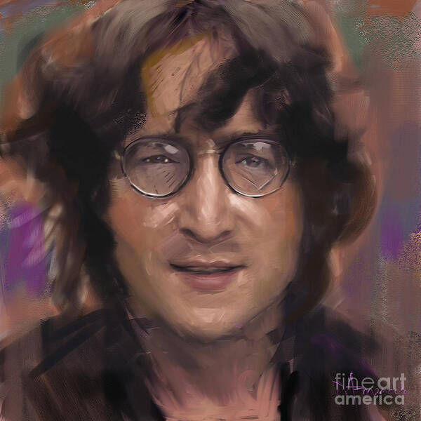 John Lennon Art Print featuring the painting John Lennon portrait by Dominique Amendola