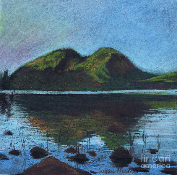 Mountains Art Print featuring the painting Jordon Pond and the Bubbles by Susan Herbst