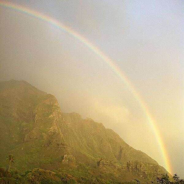 Rainbow Art Print featuring the photograph Kaaawa Rainbow #hawaii #oahu #rainbow by Brian Governale
