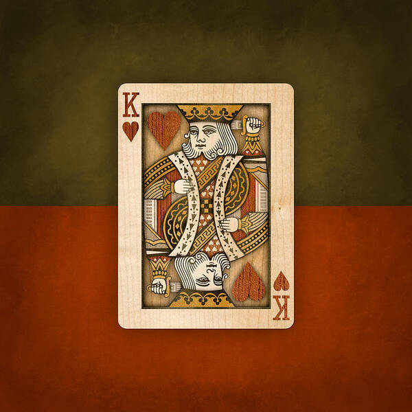 Game Art Print featuring the photograph King of Hearts in Wood by YoPedro