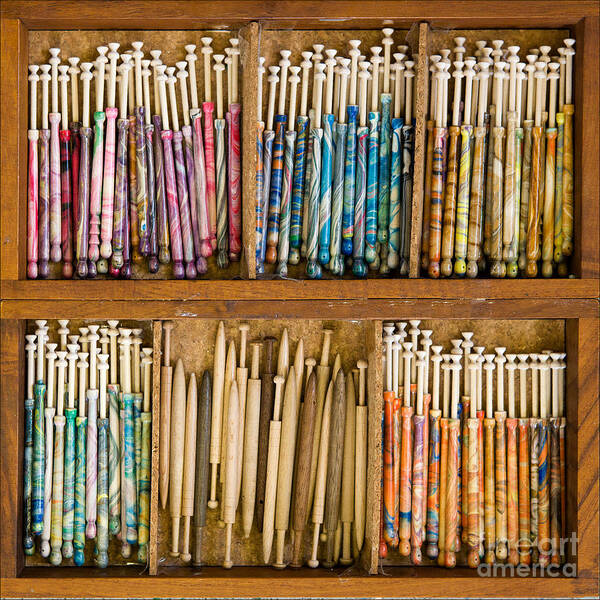 Bobbins Art Print featuring the photograph Lace Bobbins by Liz Alderdice