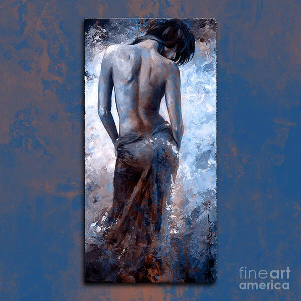Lady Art Print featuring the painting Lady in red 27 style version Magic Blue by Emerico Imre Toth