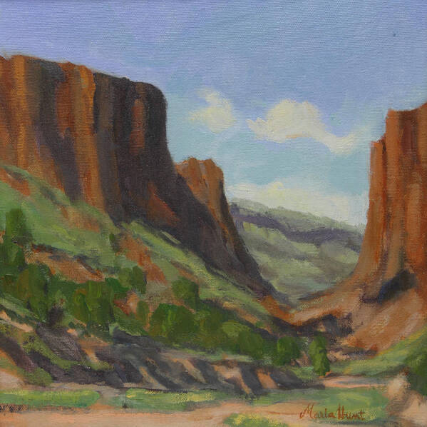 Santa Fe Art Print featuring the painting Hiking Diablo Canyon by Maria Hunt