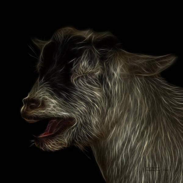Goat Art Print featuring the digital art Laughing Goat - 0312 F by James Ahn