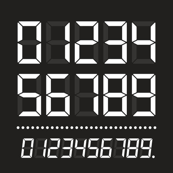 Financial Figures Art Print featuring the drawing LED Numbers On Black by Daz2d