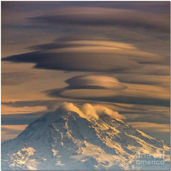 Square Art Print featuring the photograph Lenticular Rainier by Chris Anderson