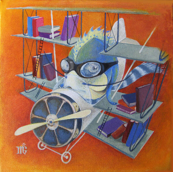 Fish Art Print featuring the painting Librarian Pilot by Marina Gnetetsky