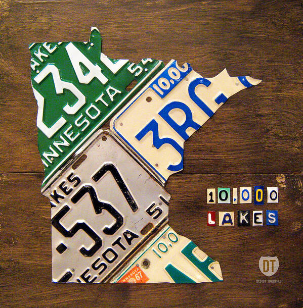 Minnesota Art Print featuring the mixed media License Plate Map of Minnesota by Design Turnpike by Design Turnpike