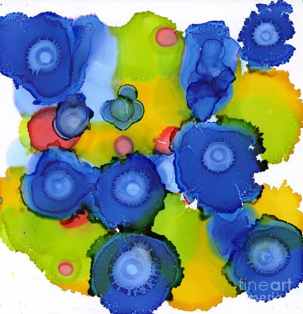 Valley Art Print featuring the painting Liquid Blue Bonnets by Yolanda Koh