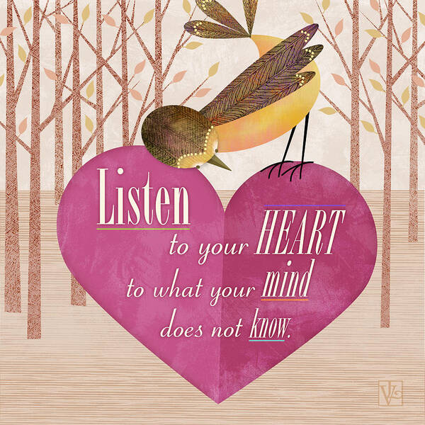 Bird Art Print featuring the digital art Listen to Your Heart by Valerie Drake Lesiak