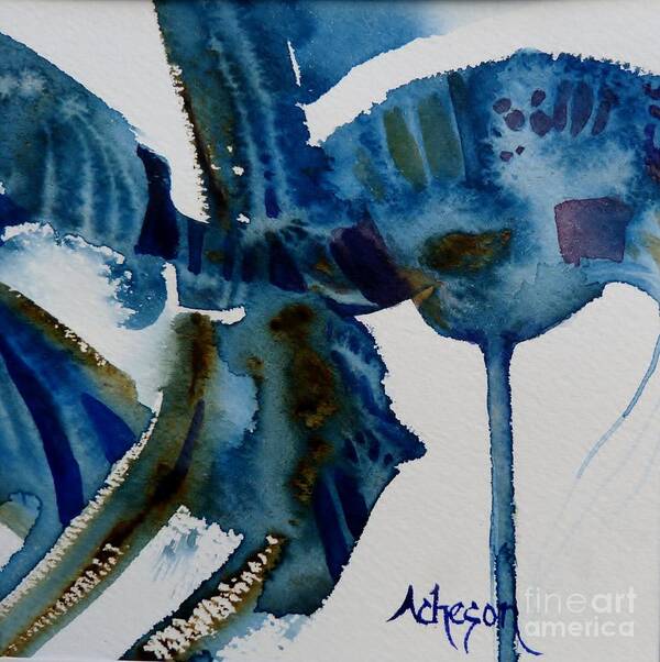 Hortensia Art Print featuring the painting Little Blue Abstract 2 of 6 by Donna Acheson-Juillet