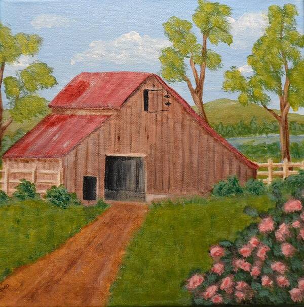 Farm Art Print featuring the painting Little Country Farm by Nancy Sisco