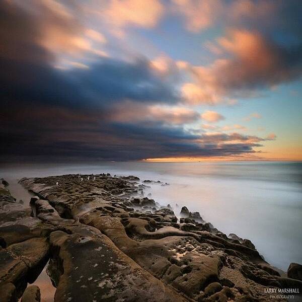 Art Print featuring the photograph Long Exposure Sunset Of An Incoming by Larry Marshall