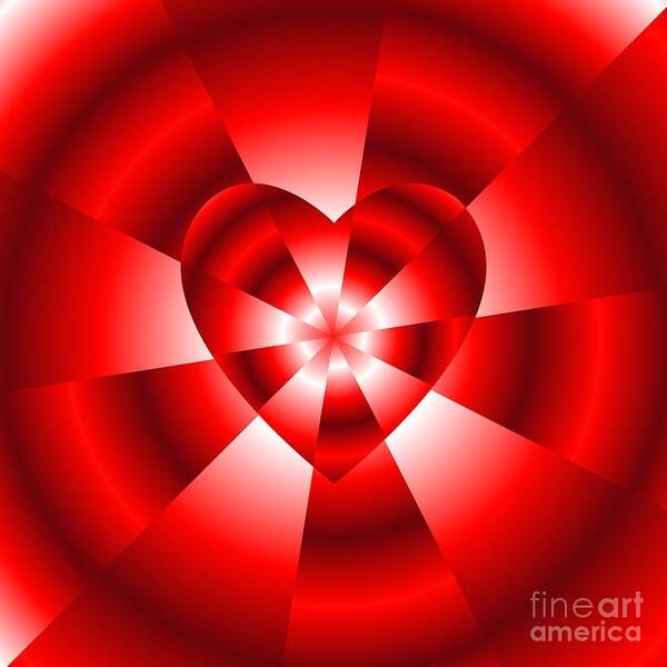 Heart Art Print featuring the digital art Love in Disguise Red Radiance by Rose Santuci-Sofranko