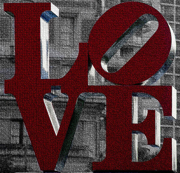 Love Philadelphia Red Mosaic Art Print featuring the photograph Love Philadelphia Red Mosaic by Terry DeLuco