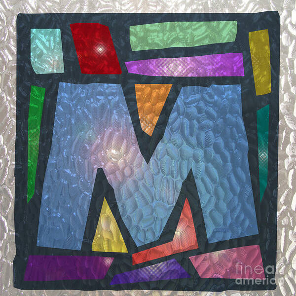 Abstract Art Print featuring the digital art M as Stained Glass by Megan Dirsa-DuBois