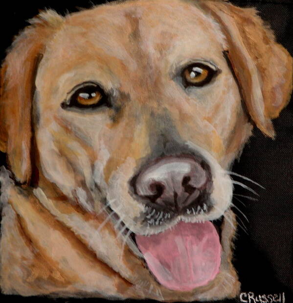 Yellow Labrador Portrait Art Print featuring the painting Madeline by Carol Russell