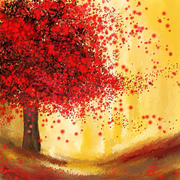 Four Seasons Art Print featuring the painting Majestic Autumn - Impressionist Painting by Lourry Legarde