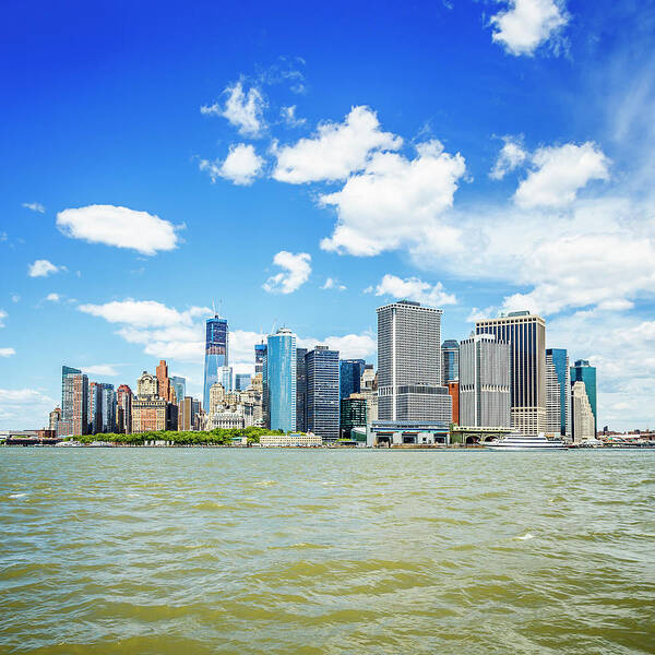 Lower Manhattan Art Print featuring the photograph Manhattan Skyline With One World Trade by Mbbirdy