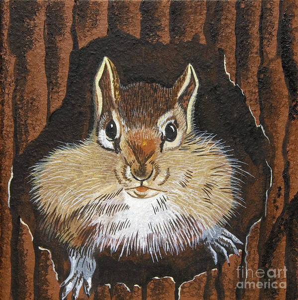 Chipmunk Art Print featuring the painting Manty by Jennifer Lake