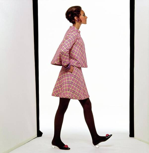Fashion Art Print featuring the photograph Marisa Berenson Wearing A Plaid Suit by Gianni Penati
