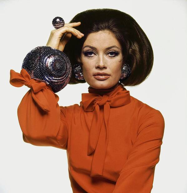 Actress Art Print featuring the photograph Marisa Mell Wearing Maurice Jacobs Jewelry by Bert Stern