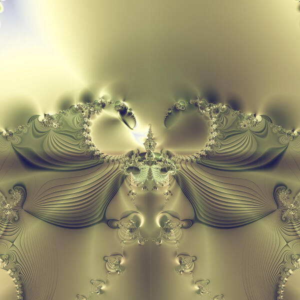 Fractal Art Print featuring the digital art Metallic Flower Abstract Art by Design Windmill