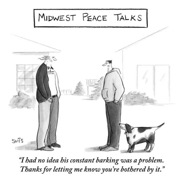 Friendly Art Print featuring the drawing Midwest Peace Talks by Julia Suits