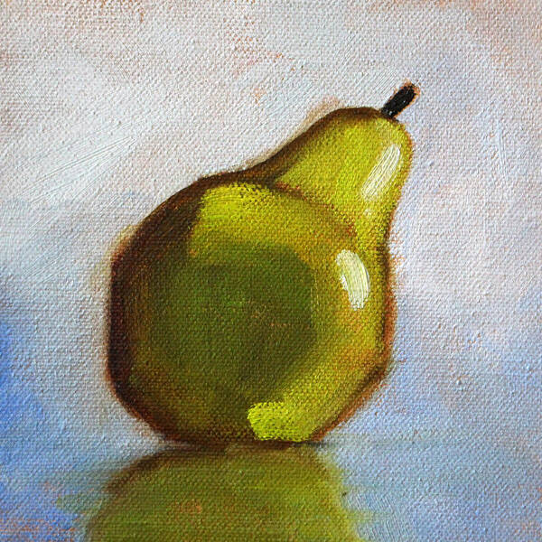 Pear Painting Art Print featuring the painting Minimalist Pear Painting by Nancy Merkle