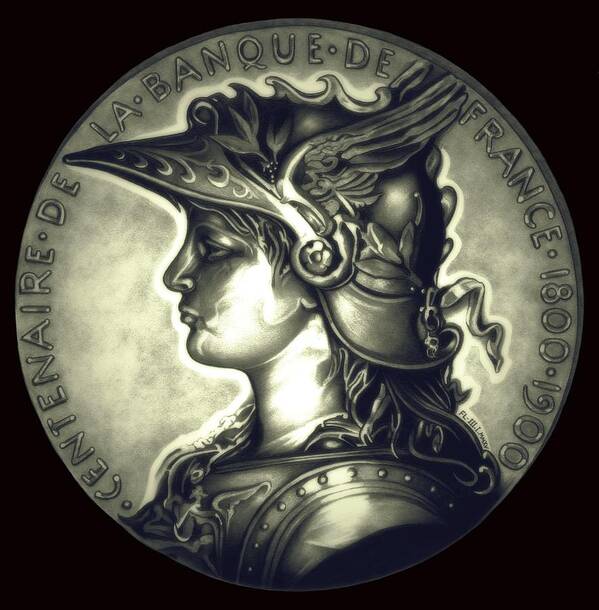 Coin Art Print featuring the drawing Misty Midnight Black Marianne by Fred Larucci