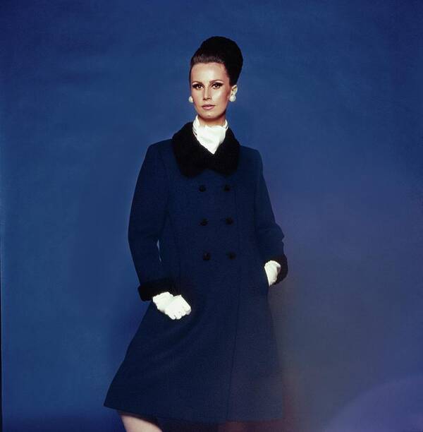 Fashion Art Print featuring the photograph Model Wearing A Ben Zuckerman Coat by Bert Stern