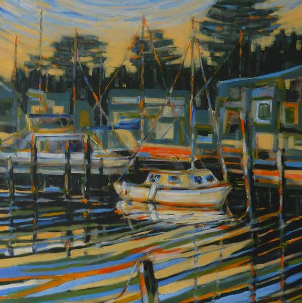 Boats Art Print featuring the painting Mordialloc Creek by Zofia Kijak