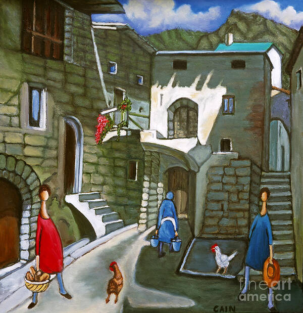 Mediterranean Mountain Village Art Print featuring the painting Mountain Retreat by William Cain
