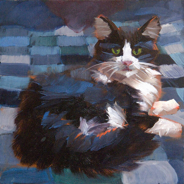 Cat Art Print featuring the painting Mr. Tuxedo by Alice Leggett
