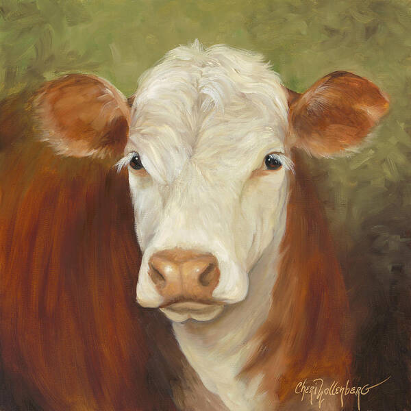 Hereford Cow Art Print featuring the painting Ms Sophie - Cow Painting by Cheri Wollenberg