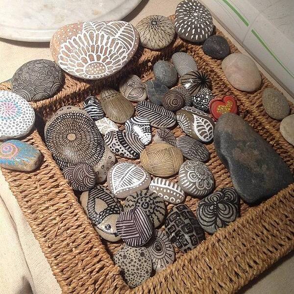 Paintedrocks Art Print featuring the photograph My New Basket Of #paintedrocks ..these by Robin Mead