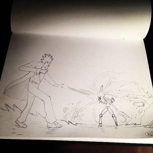 Pencil Art Print featuring the photograph My New #drawing #fireball #sword #anime by Kristine Dunn