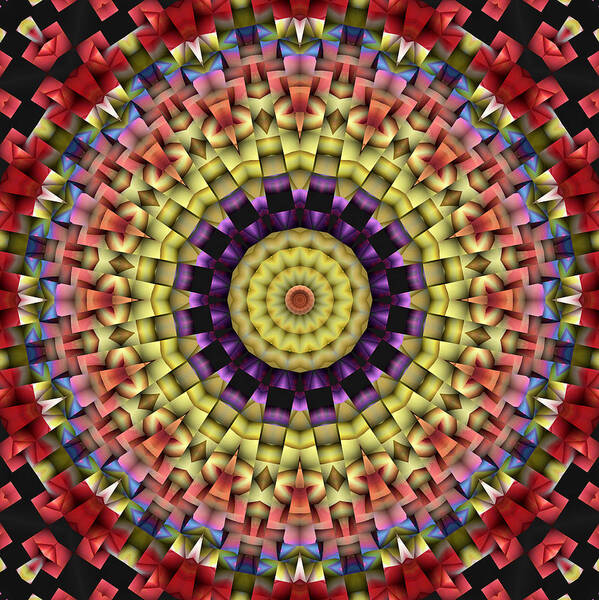 Kaleidoscope Art Print featuring the digital art Natural Attributes 09 square by Wendy J St Christopher