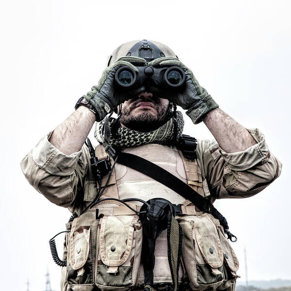 Exploration Art Print featuring the photograph Navy Seal Scout Looking by Oleg Zabielin