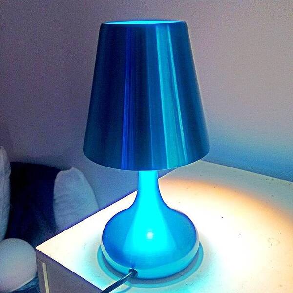 #lamp #blue #70's #style #bedroom #decorative Art Print featuring the photograph 70's Style by Jacqui Mccarron