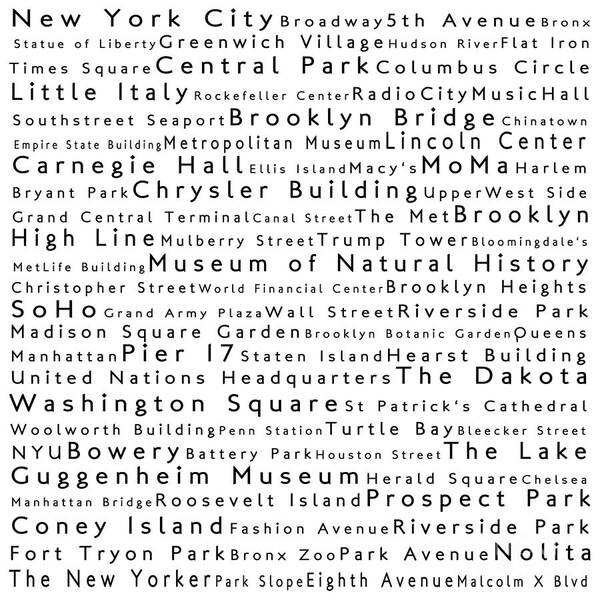 City Art Print featuring the digital art New York City in Words White by Sabine Jacobs