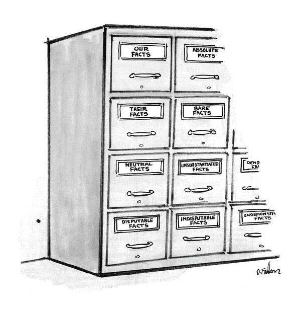 Filing Cabinets Labeled Art Print featuring the drawing New Yorker March 7th, 1977 by Dana Fradon