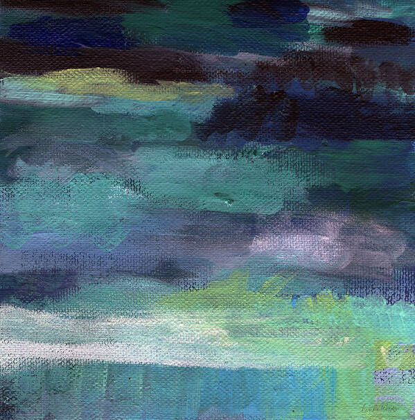 Abstract Painting Art Print featuring the painting Night Swim- abstract art by Linda Woods