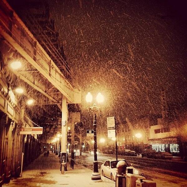 Uptown Art Print featuring the photograph #nye #chicago #uptown #winter #snow by Michael Green