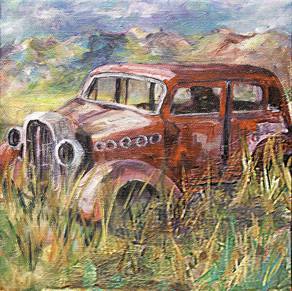 Car Art Print featuring the painting Old Car by Sally Quillin