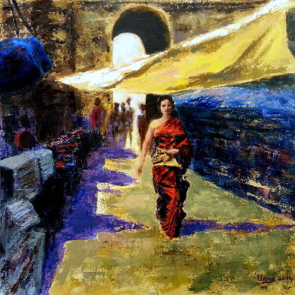 Old City Art Print featuring the painting Old city Ahmedabad series 11 by Uma Krishnamoorthy